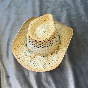 Stylish Tan Straw Hat with Beaded Accent